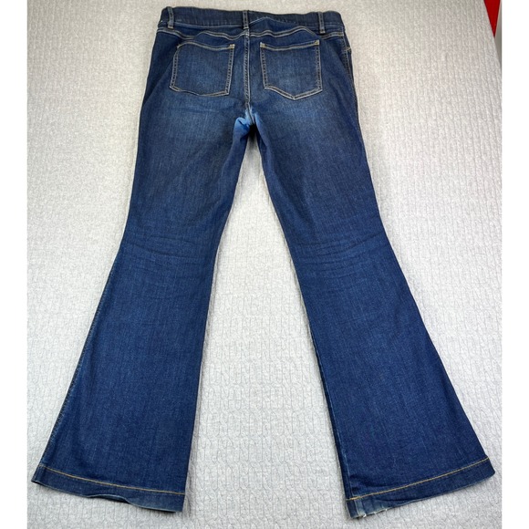 SPANX Bootcut Flare Leg Dress Jeans Women L/33X31 1/2 Blue Pull On Stretch - Picture 2 of 13